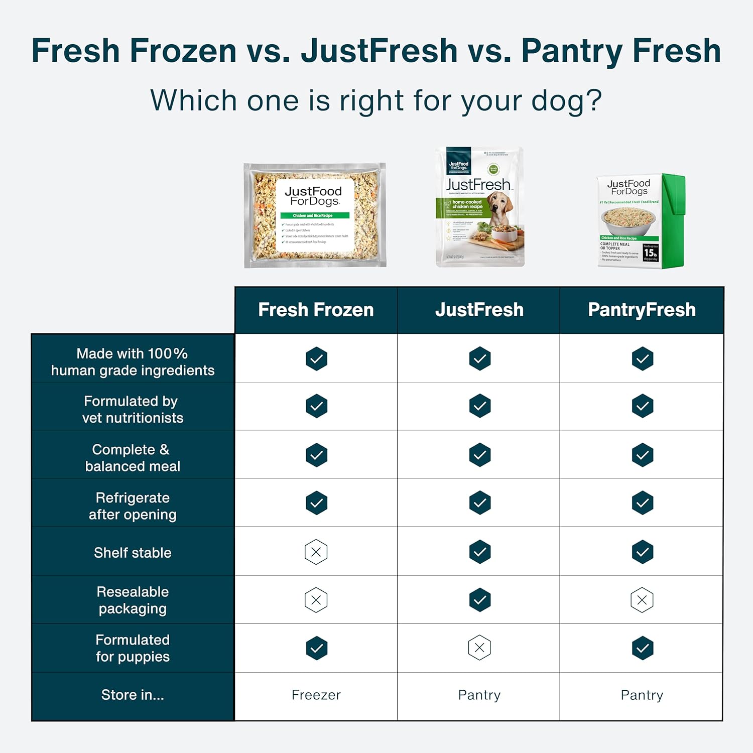 JustFoodForDogs JustFresh Wet Dog Food, Fresh Pet Meals and Toppers with No Preservatives, Resealable Package, Human Grade, Home-Cooked Chicken, 12 oz - 7 Pack